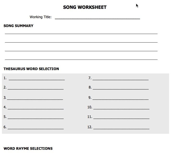 Write a music review worksheet 08 picture